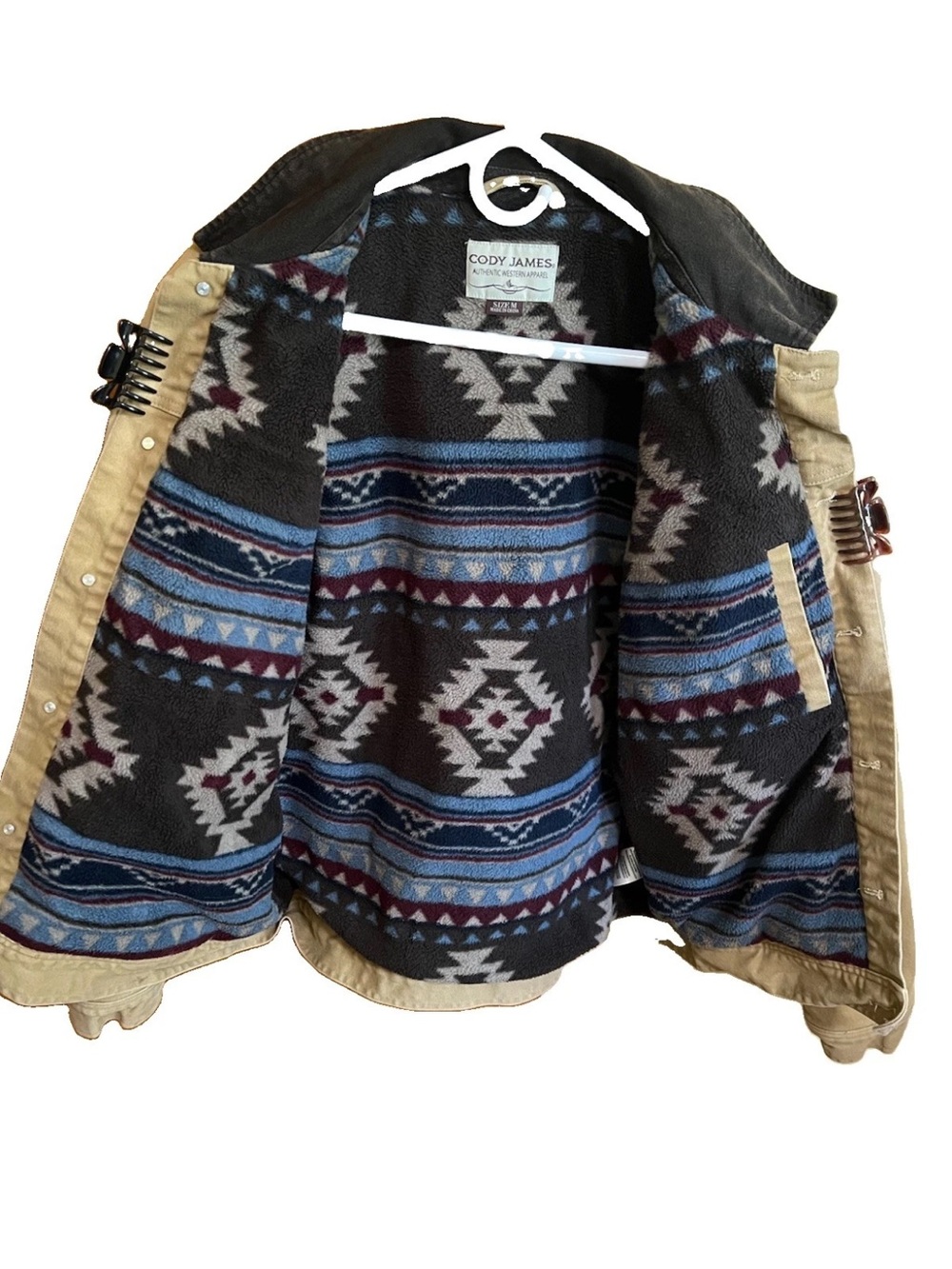 Cody James Canvas Jacket M — Southwestern Fleece Liner, Quilted Sleeves